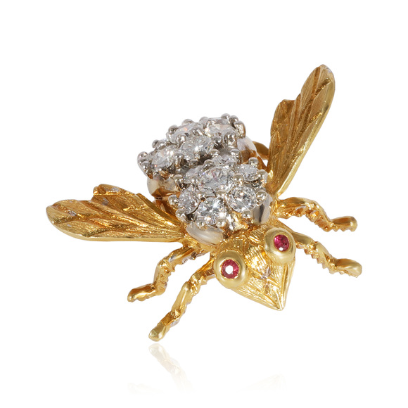 Herbert Rosenthal Diamond Brooch in 18k White Gold/Yellow Gold 0.69 CTW - Picture 2 of 3